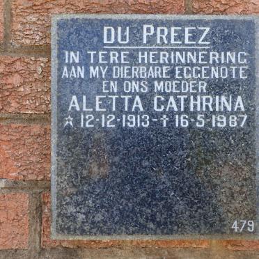PREEZ Aletta Cathrina, du 1913-1987