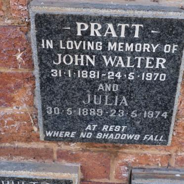PRATT John Walter 1881-1970 &amp; Julia 1889-1974