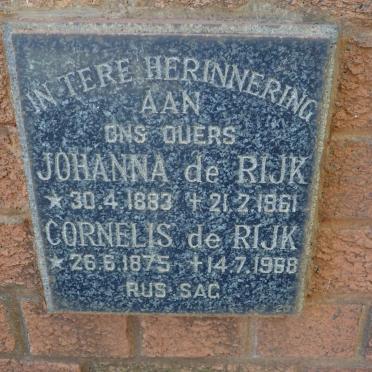RIJK Cornelis, de 1875-1968 &amp; Johanna 1883-1961