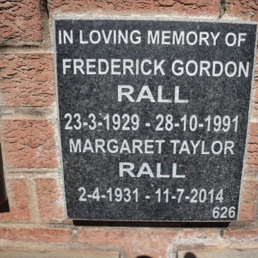 RALL Frederick Gordon 1929-1991 &amp; Margaret Taylor 1931-2014
