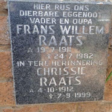 RAATS Frans Willem 1911-1982 &amp; Chrissie 1912-1999