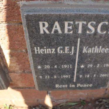 RAETSCH Heinz G.E.J. 1911-1991 &amp; Kathleen E. 1908-2001