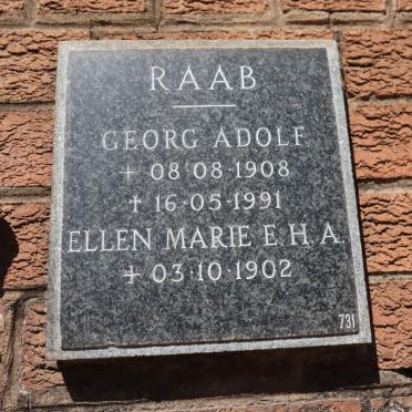 RAAB Georg Adolf 1908-1991 &amp; Ellen Marie E.H.A. 1902-