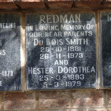 REDMAN Du Bois Smith 1881-1973 &amp; Hester Dorothea 1893-1979