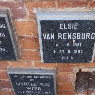 RENSBURG Elsie, van 1921-1987