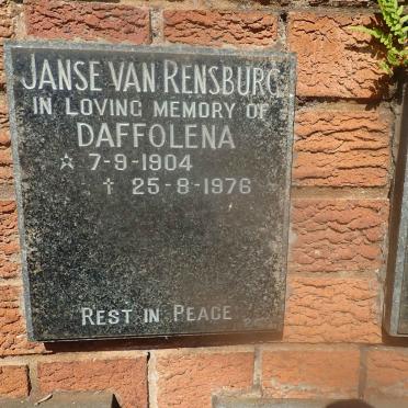 RENSBURG Daffolena, Janse van 1904-1976