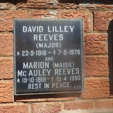 REEVES David Lilley 1918-1978 &amp; Marion MCAULEY 1919-1990