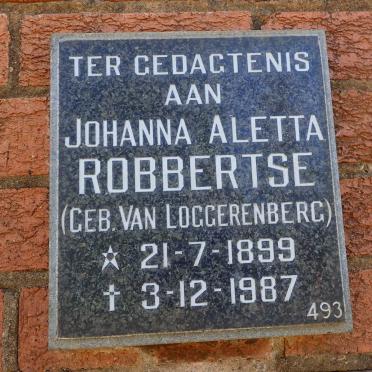 ROBBERTSE Johanna Aletta nee VAN LOGGERENBERG 1899-1987