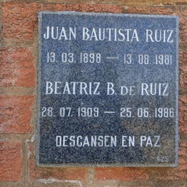 RUIZ Juan Bautista 1898-1981 &amp; Beatriz B. de RUIZ 1909-1986