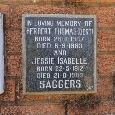 SAGGERS Herbert Thomas 1907-1983 &amp; Jessie Isabelle 1912-1989