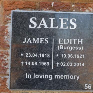 SALES James 1918-1969 &amp; Edith BURGESS 1921-2014