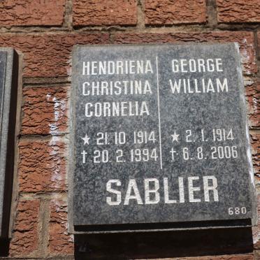 SABLIER George William 1914-2006 &amp; Hendriena Christina Cornelia 1914-1994
