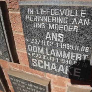 SCHAAKE Dom Lammert 1939-1990 &amp; Ans 1937-1995