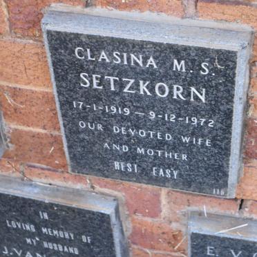 SETZKORN Clasina M.S. 1919-1972