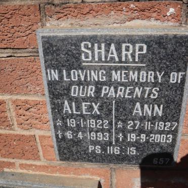 SHARP Alex 1922-1993 &amp; Ann 1927-2003