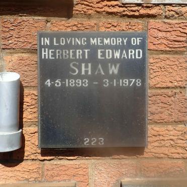 SHAW Herbert Edward 1893-1978