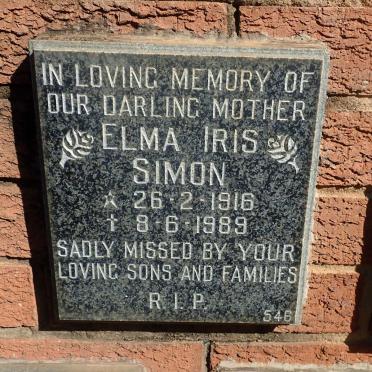 SIMON Elma Iris 1916-1989