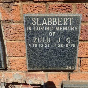SLABBERT Zulu J.G. 1921-1978