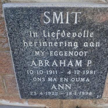 SMIT Abraham P. 1911-1981 &amp; Ann 1922-1998