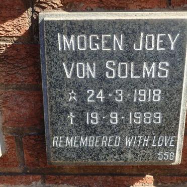 SOLMS Imogen Joey, von 1918-1989