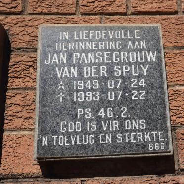 SPUY Jan Pansegrouw, van der 1949-1993