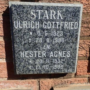 STARK Ulrich Gottfried 1923-1986 &amp; Hester Agnes 1932-1986