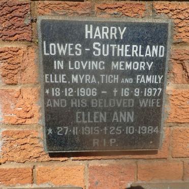 SUTHERLAND Harry, LOWES- 1906-1977 &amp; Ellen Ann 1915-1984