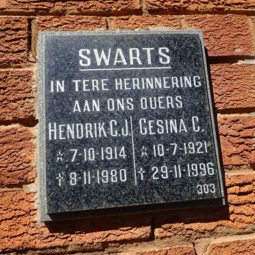 SWARTS Hendrik C.J. 1914-1980 &amp; Gesina C. 1921-1996