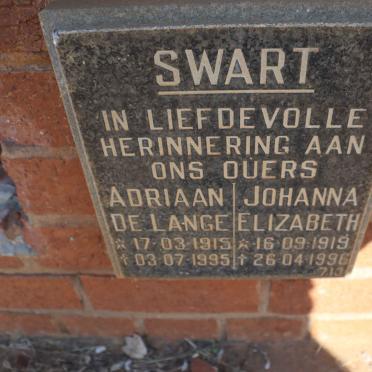 SWART Adriaan de Lange 1915-1995 &amp; Johanna Elizabeth 1919-1996