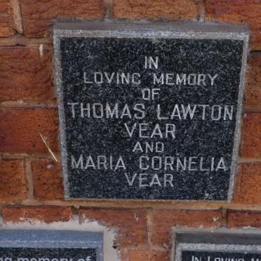VEAR Thomas Lawton &amp; Maria Cornelia