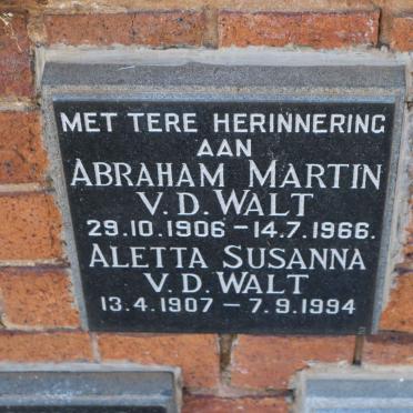 WALT Abraham Martin, v.d. 1906-1966 &amp; Aletta Susanna 1907-1994