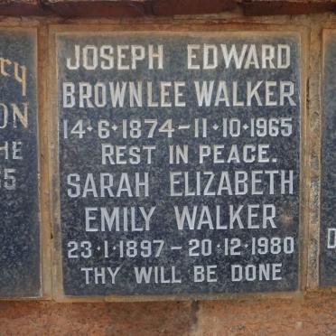 WALKER Joseph Edward Brownlee 1874-1965 &amp; Sarah Elizabeth Emily 1897-1980