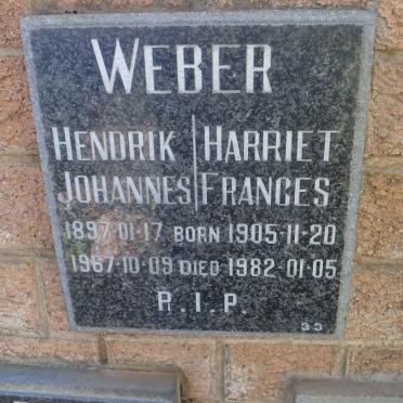 WEBER Hendrik Johannes 1897-1967 &amp; Harriet Frances 1905-1982