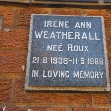 WEATHERALL Irene Ann nee ROUX 1936-1969