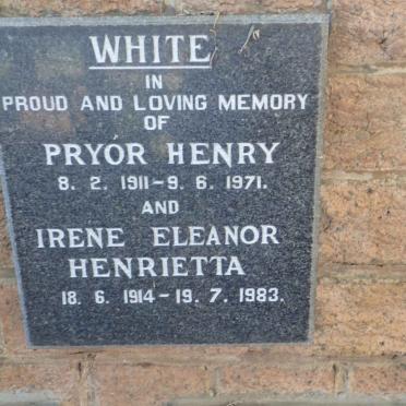 WHITE Pryor Henry 1911-1971 &amp; Irene Eleanor Henrietta 1914-1983