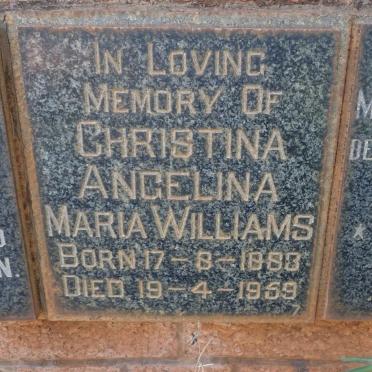 WILLIAMS Christina Angelina Maria 1883-1959