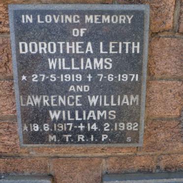 WILLIAMS Lawrence William 1917-1982 &amp; Dorothea Leith 1919-1971