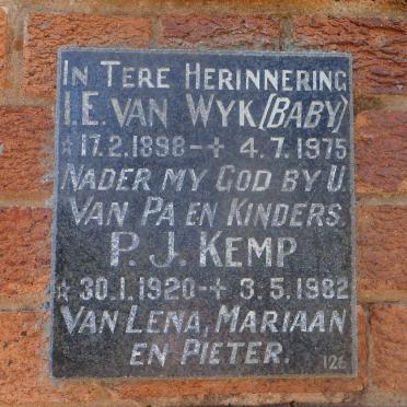 WYK I.E., van 1898-1975 :: KEMP P.J. 1920-1982