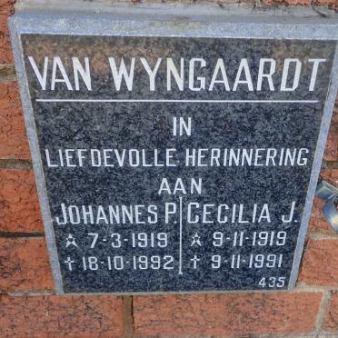 WYNGAARDT Johannes P., van 1919-1992 &amp; Cecilia J. 1919-1991