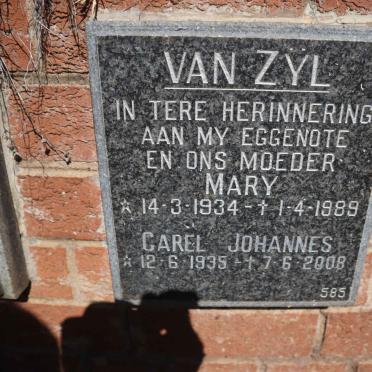 ZYL Carel Johannes, van 1935-2008 &amp; Mary 1934-1989