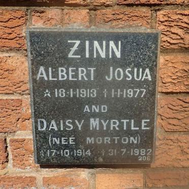 ZINN Albert Josua 1913-1977 &amp; Daisy Myrtle MORTON 1914-1982