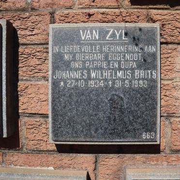 ZYL Johannes Wilhelmus Brits, van 1934-1993
