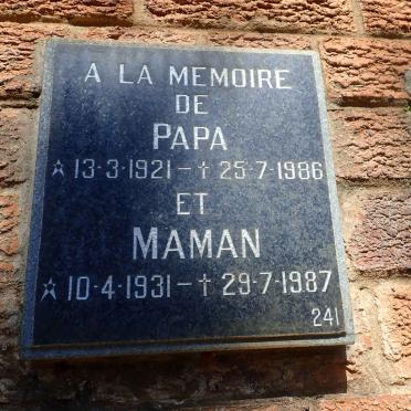 ? Papa 1921-1986 &amp; Maman 1931-1987