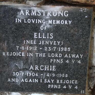ARMSTRONG Archie 1906-1988 & Ellis JENVEY 1912-1985