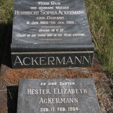 ACKERMANN Huibrecht Sophia nee DURAND 1864-1962 :: ACKERMANN Hester Elizabeth 1904-1966