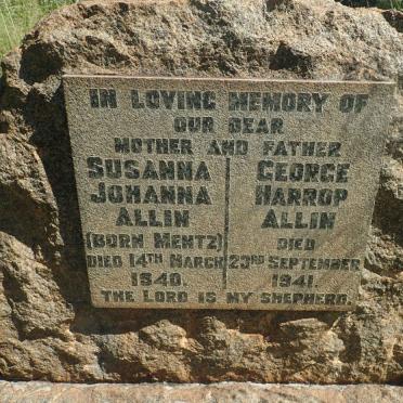 ALLIN George Harrop -1941 &amp; Susanna Johanna MENTZ -1940