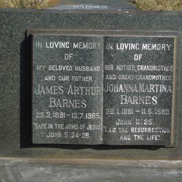 BARNES James Arthur 1881-1965 &amp; Johanna Martina 1891-1983
