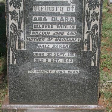 BAKER Ada Clara 1911-1942