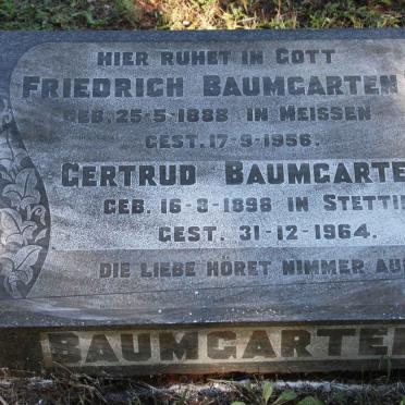 BAUMGARTEN Friedrich 1888-1956 &amp; Gertrud 1898-1964