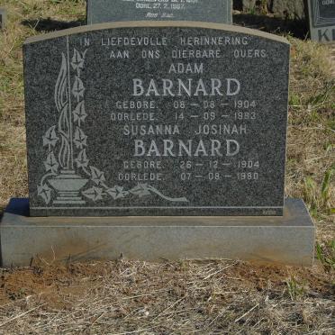 BARNARD Adam 1904-1983 &amp; Susanna Josinah 1904-1980